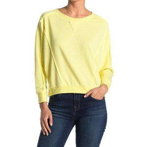 Sweet Romeo Yellow Dolman Crop Pullover Crew Neck Sweatshirt NEW Womens Small S